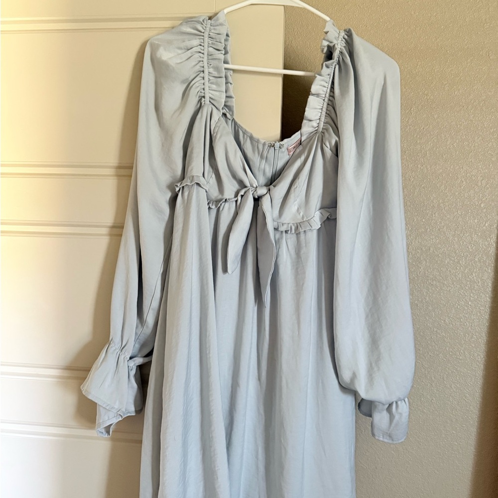 Elegant Light Blue Mini Dress